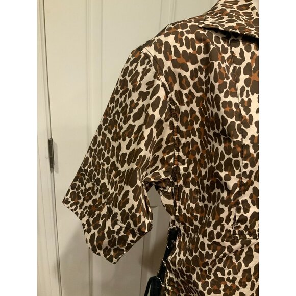 Tory Burch Brown Animal Leopard Print Reva Collared Shirt Dress, Size 4 - Picture 4 of 10